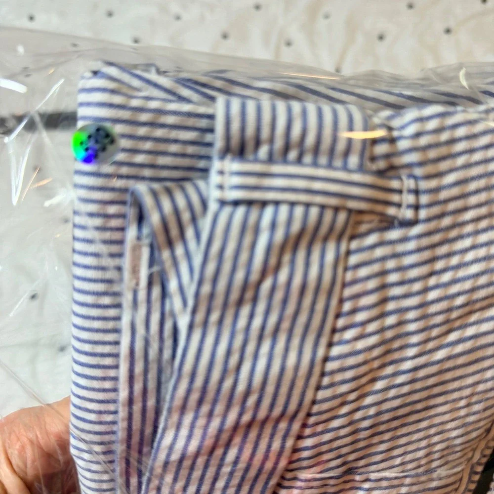 Britches by Samtex Mens 36W Blue White‎ Striped Seersucker Shorts Cotton Stretch